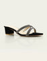 Velora Black Block Heels with Criss-Cross Glitter Straps – Essence by Rubina